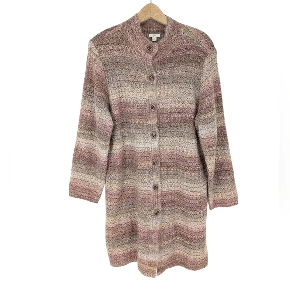 J. Jill Wool Blend Long Cardigan Sweater Y2K Ombre Knit Large - Picture 1 of 5